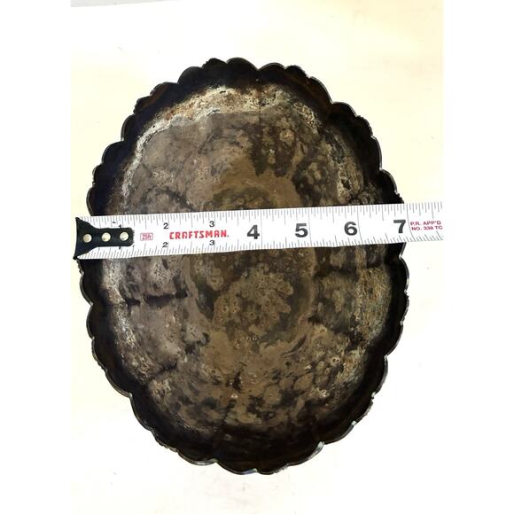 Vintage Art Deco Footed Brass Oval Bowl/Planter – Medium, Ornate - Picture 7 of 7